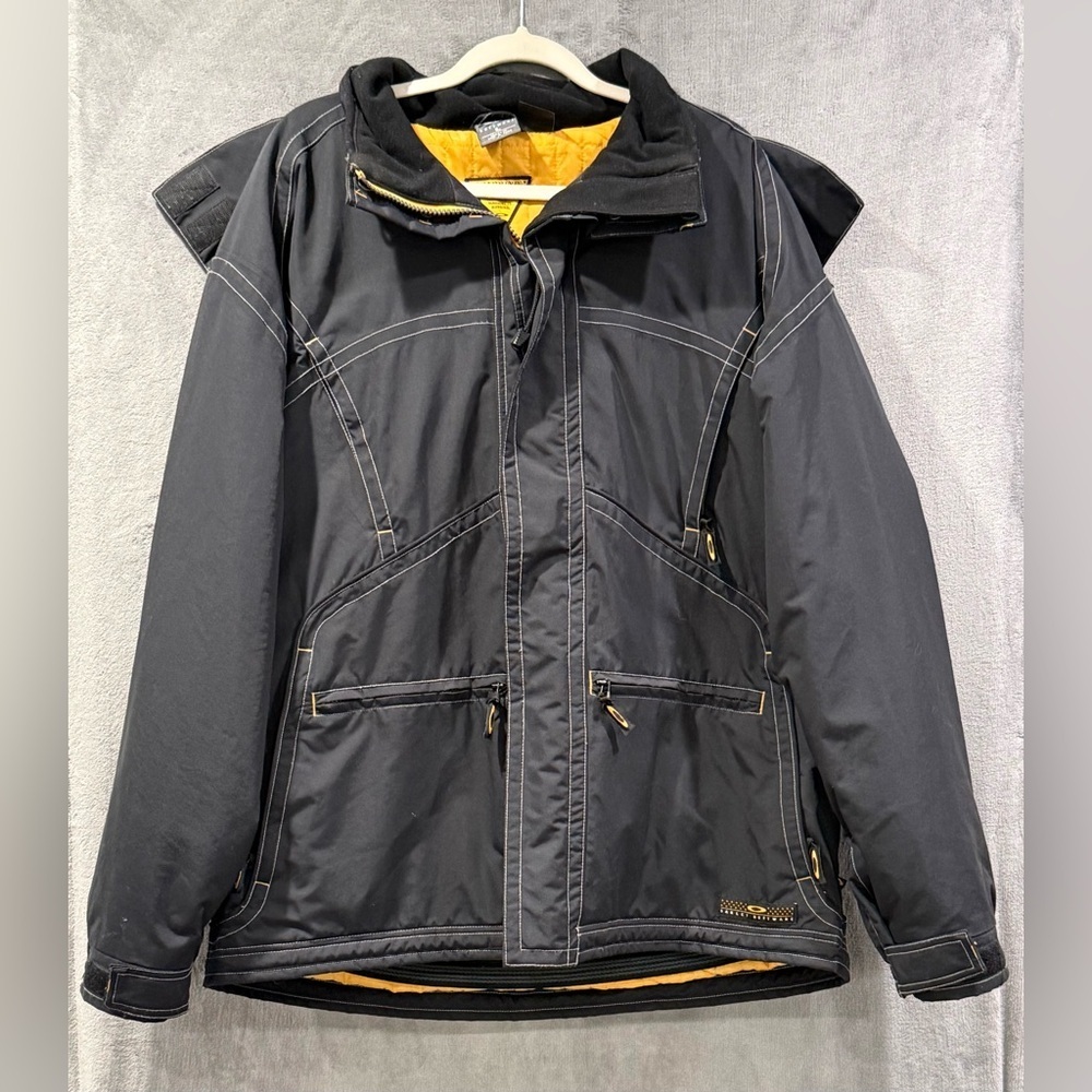 Vtg Oakley Software Black Ski Snowboard Full Zip Coat Jacket Mens Size Large 90s